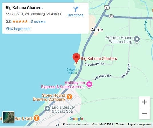 Google map Traverse City Fishing - East Bay